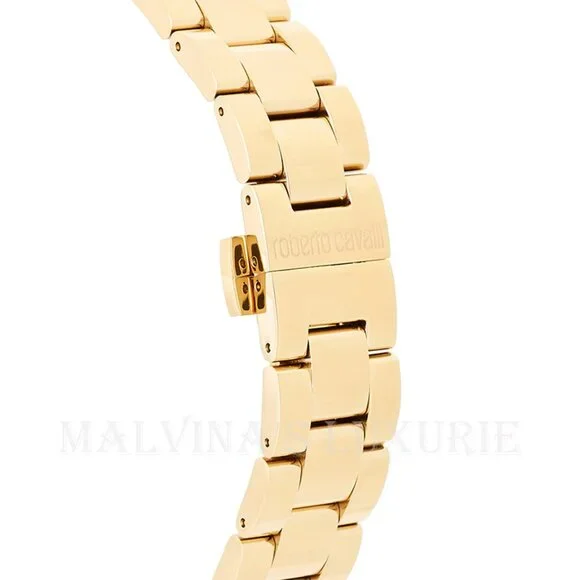 ROBERTO CAVALLI WATCH by FRANCK MULLER 35mm GOLD TONE LOGO CRYSTALS